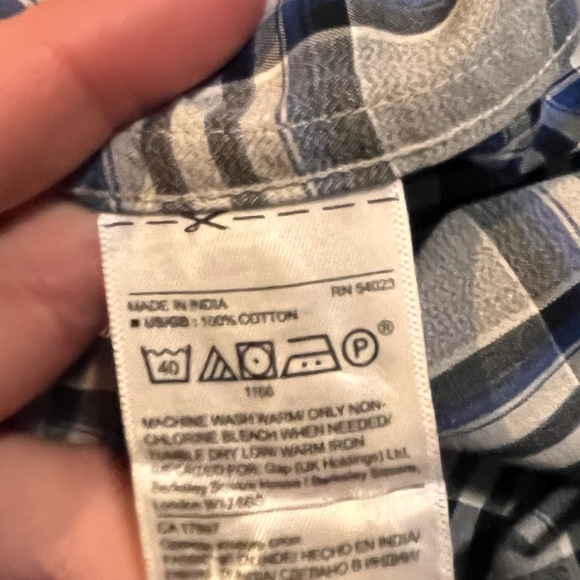 Banana Republic dress shirt mens XL Camden Fit gray blue plaid button down nice! - Picture 9 of 10